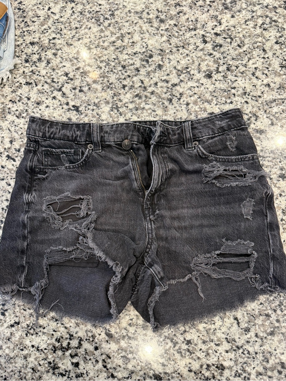 American Eagle Outfitters Black Distressed Denim Shorts